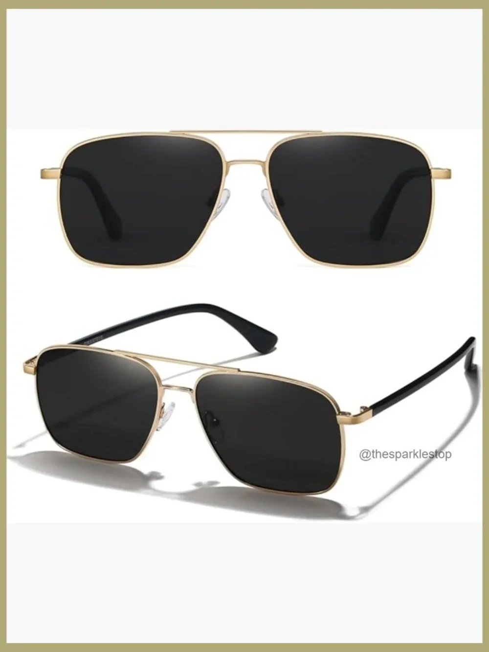 Polarized Square Aviator Sunglasses UV400 Protection Retro Navigator